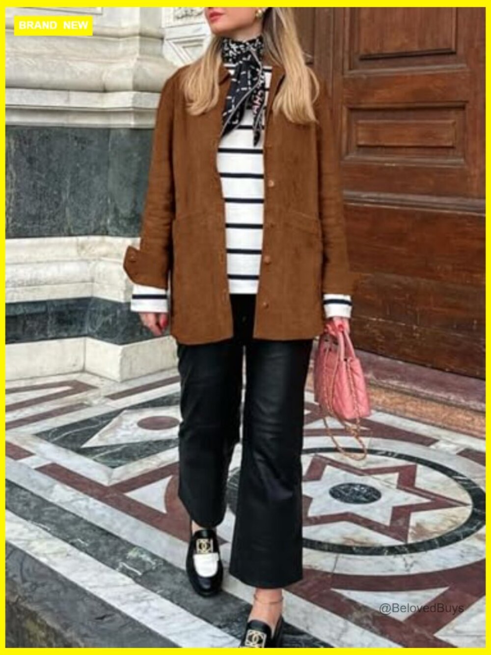 Faux Suede Button Down Long Sleeve Shacket Coat - Picture 4 of 7